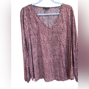 Mauve Pink and Brown Animal Print Large Blouse
